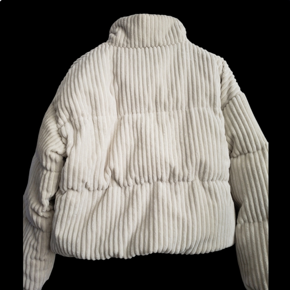 Zip Up Corduroy Padded Puffer Coat - M - Picture 3 of 6